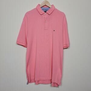 Tommy Hilfiger Polo Shirt Guava Pink Mens Size L Short Sleeve Classic Fit Cotton